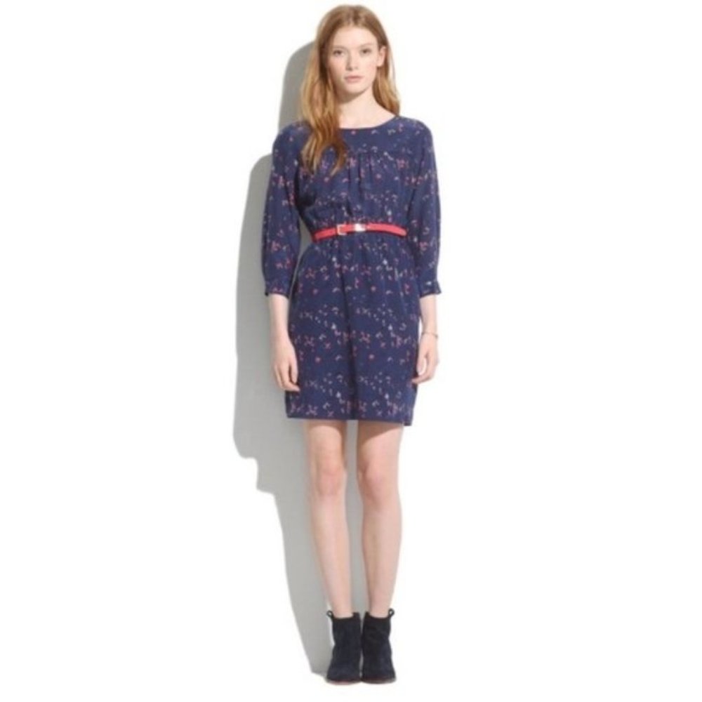 Madewell 100% Silk Day Dress in Birdslife Print